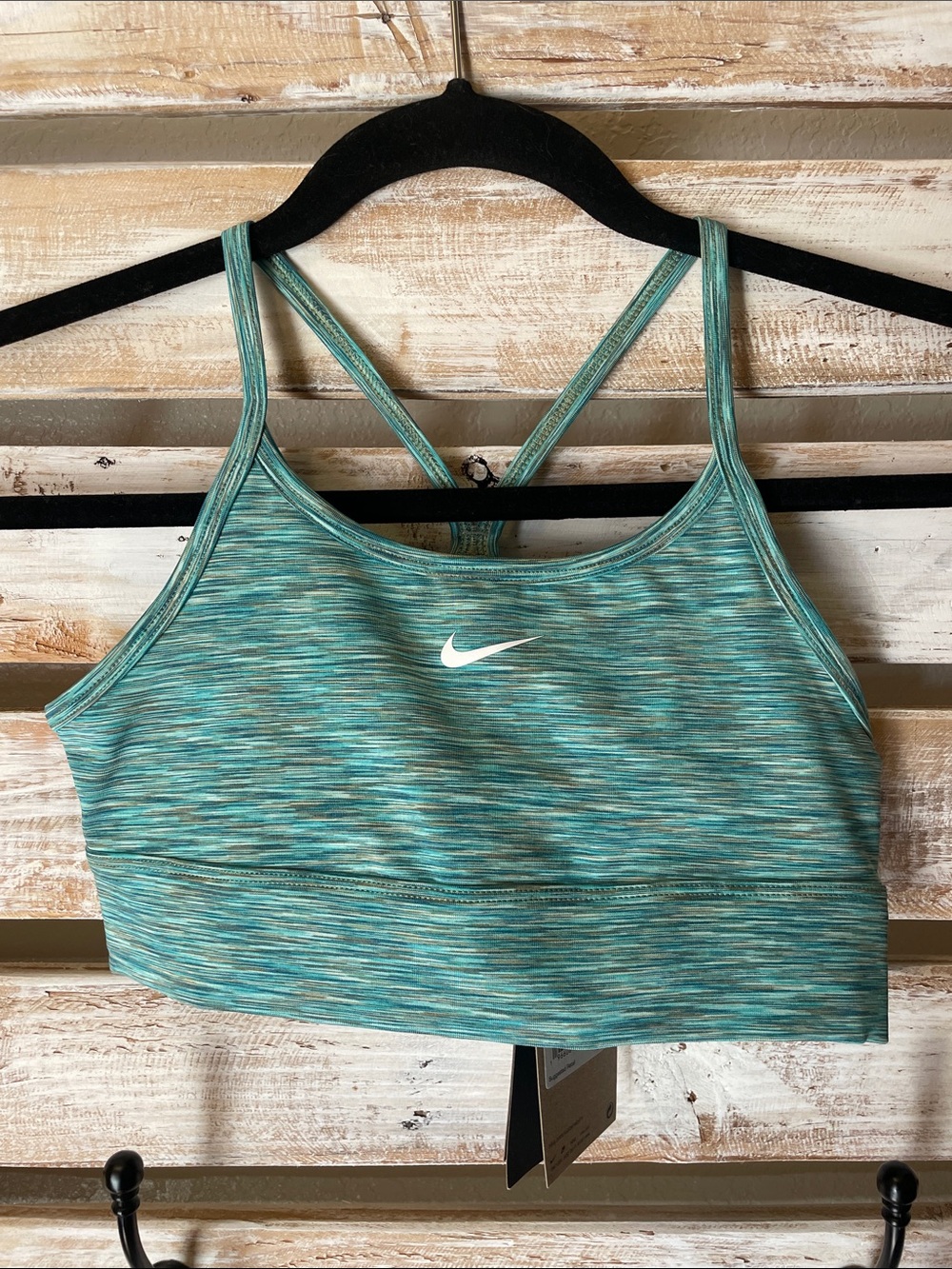 Youth Nike sports bra heathered texture and white Swoosh logo size Large BNWT